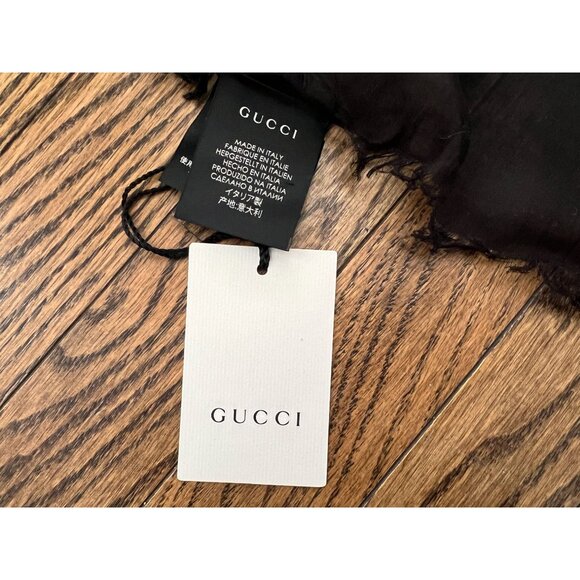 NWT Gucci Coco Capitan Silk Blend Black Shawl Scarf 140 x 140 - Picture 6 of 9
